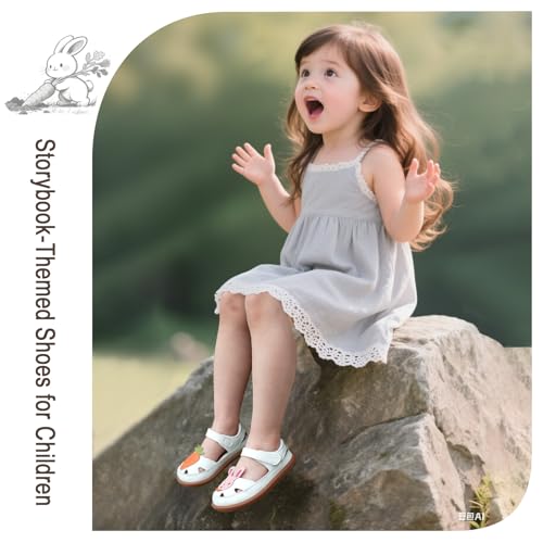 Image of Toddler Girl Sandals with Flower, Breathable Leather kids Closed Toe Sandals, Soft Rubber Non-Slip Summer Shoes for Little Girls 2-7 Years