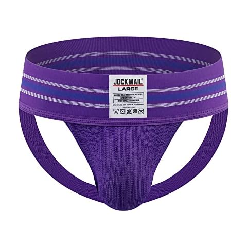 JOCKMAIL Men's Jockstrap Underwear Athletic Supporte Mens Jockstrap Underwear Male Sports Underwear for men (as1, alpha, l, Purple) Cover