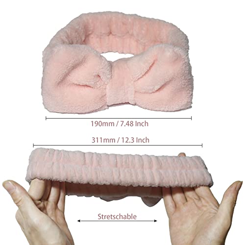 Heway Spa Headbands With Wrist Bands, Makeup Headband Bow Hair Ties Fashion Microfiber Skin Care Wide Headbands For Women Girls, Elastic Headbands For Face Wash Skin Care #TOP2