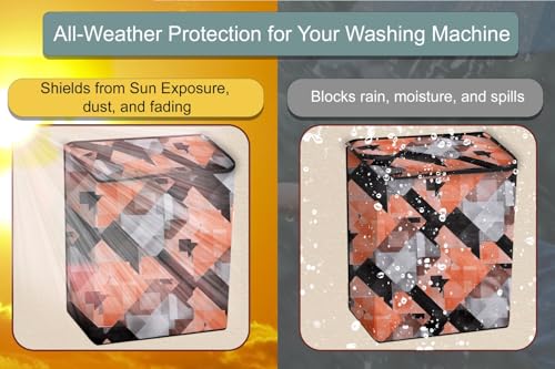 Image of Stylista PVC Washing Machine Cover Compatible for GODREJ 7KG Semi-Automatic Top Loading WS 700 CT, Chekered Pattern Orange