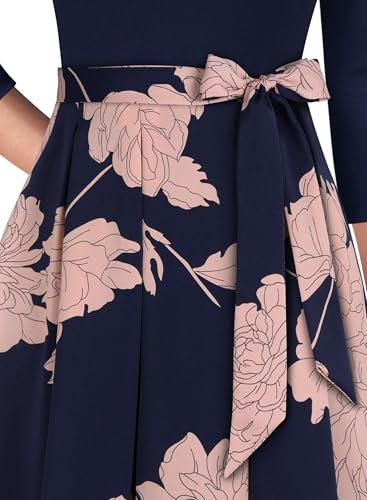 Image of VFSHOW Womens Work Business Casual Church Pockets Belted A-Line Midi Dress