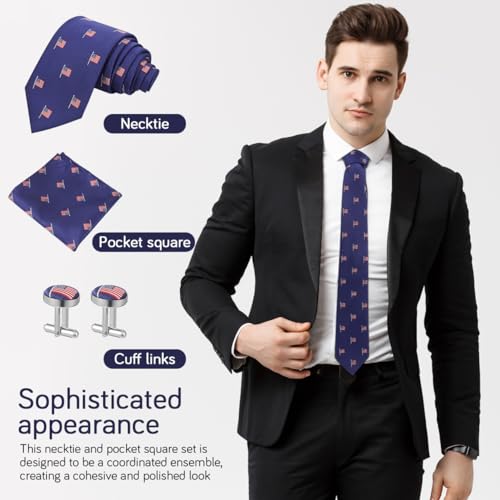 Set de corbata y pañuelo con diseño de bandera de EE.UU. miniatura 6