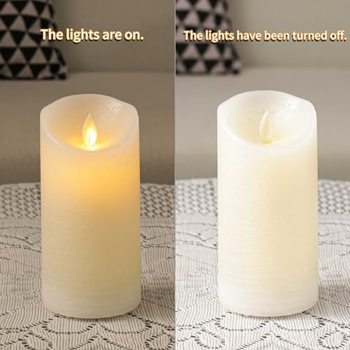 Image of LTETTES Real Wax Rechargable LED Pillar Candles Set of 3 | Flameless flickring Wick | USB Type-C Cable with Remote | Perfect for Home Decor and Gifting | H-4'', 5'', 6'' x D-3'' | Ivory