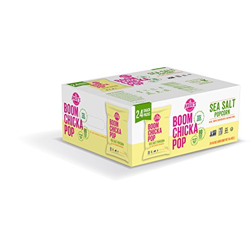 Angie's BOOMCHICKAPOP Gluten Free Sea Salt Popcorn, 0.6 Ounce Vegan Snack Pack Bags