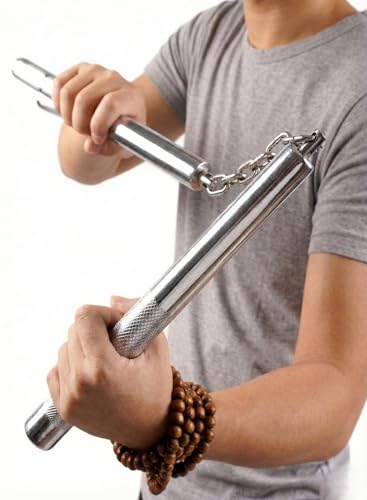 Image of Pro Steel Nunchaku Metal with Chain - Martial Arts Training Weapon for Karate, Kung Fu & Self Defense | Anti-Slip Grip Heavy Duty Practice Nunchaku for Beginners & Professionals