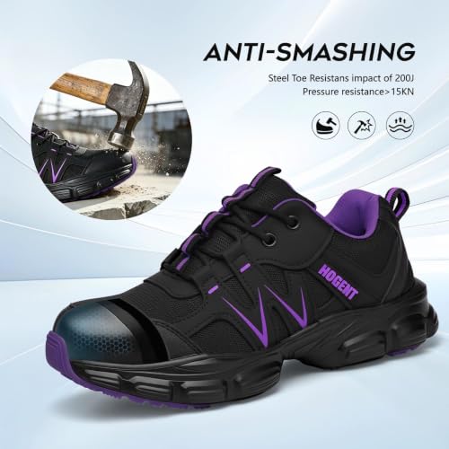 Image of Hogent Steel Toe Shoes for Men Women - Non Slip & Lightweight Work Shoes