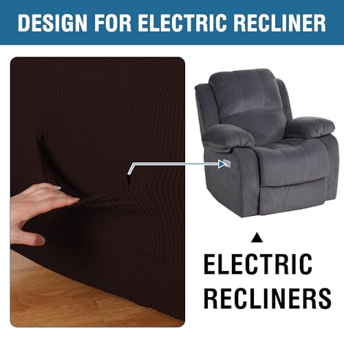 Image of H.VERSAILTEX Stretch Recliner Slipcovers 1-Piece Durable Soft High Stretch Jacquard Sofa Furniture Cover Form Fit Stretch Recliner Cover /Protector (Recliner, Chocolate)