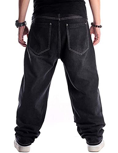 Ylingjun Mens Baggy Hip Hop Jeans Casual Loose Fit Embroidered Skateboard Denim Pants4