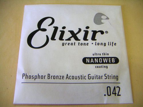 エリクサー .042 バラ弦 1本 コーティング ナノウェブ Elixir アコースティックギター弦 フォスファーブロンズ ワウンド弦