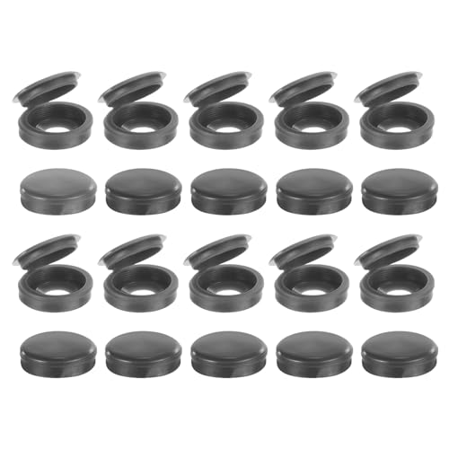sourcing map 50Pcs Screw Caps, 5.3mm/0.21 ID Screw Snap Covers Washer Flip, PVC Hinged Screw Cover Caps for Covering Screw Heads(Dark Grey)