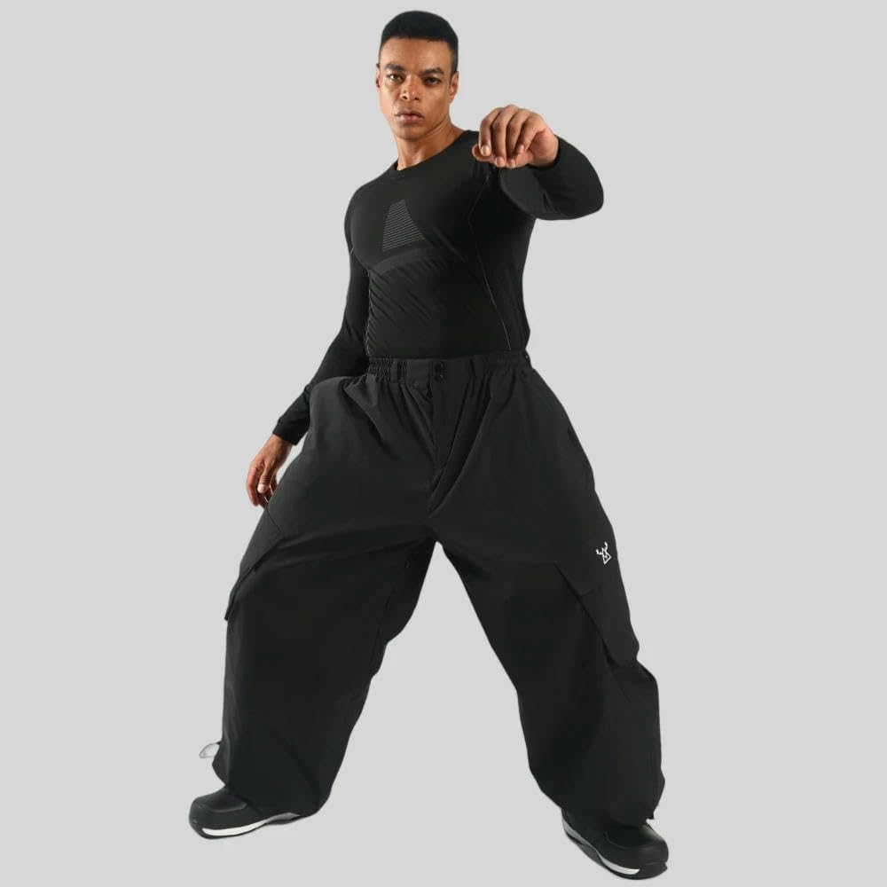 DYRBF Pantaloni da sci da uomo super larghi stile hip hop neve outdoor antivento traspirante pantaloni sportivi grande tasca invernale