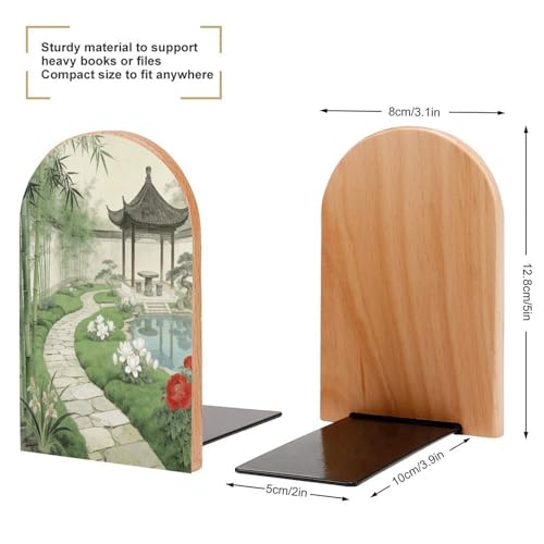 Sujetalibros de bambú antideslizante para evitar caídas de libros en estanterías 3