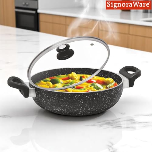 Image of Signoraware Perfecto 6 Coating Non Stick Kadhai 28cm | Gas & Induction Compatible | Low-Oil Cooking | Ergonomically Designed | Ideal for Frying, Sauteing or Preparing Rich Curries (2.5 LTR | Steel)