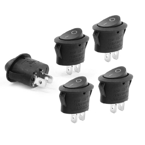 Aexit AC 6A/12A/250V Control electrical 10A/125V 2 Pin ON-OFF SPST 2 Position Oval Rocker Switch 5 Pcs