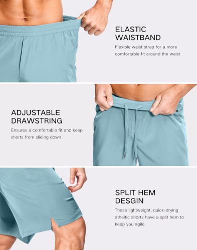 Image of GGJ Men's Lightweight Athletic Shorts with 2 Zipper Pockets 7 inch /9 inch /5 inch Gym Workout Running Quick Dry Tennis Shorts for Men