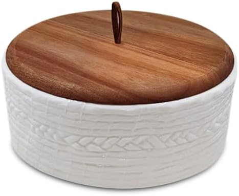 Authentic Wood and Ceramic Tortilla Warmer - Tortilla Holder with...