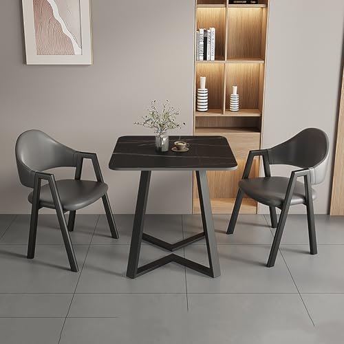 Juego de mesa de comedor cuadrada para 2 personas, muebles pequeños de cocina y comedor con sillas, mesa de desayuno compacta para espacios pequeños