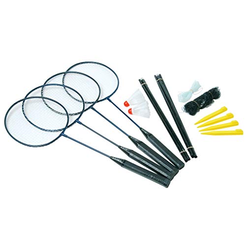 Ensemble de badminton pour le jardin kit complet 4 raquettes et filet avec poteaux