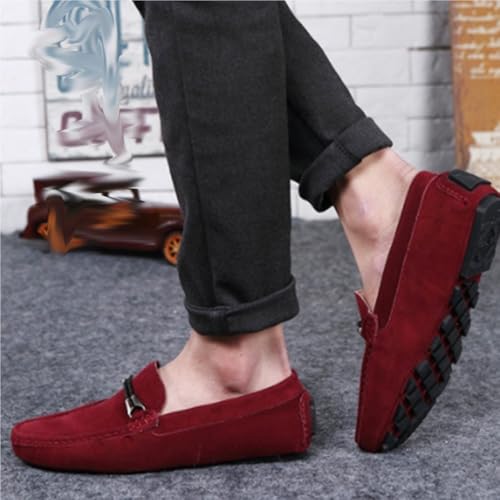 Mens Loafers Shoe Square Toe Nubuck Leather Driving Moccasins Loafers Anti-Slip Flat Heel Comfortable Outdoor Slip-ons2