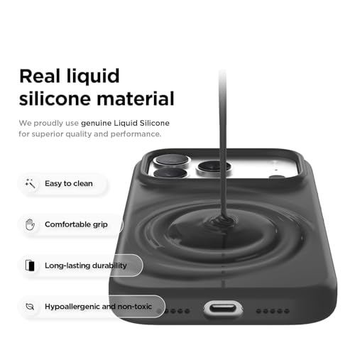Image of mobistyle Magnetic Silicone Back Cover for iPhone 17 Pro Max 6.9-Inch, Compatible with Mag-Safe, Silky Soft Touch, Shock Absorbing Phone Cover Case with Camera Lens Protection (Black)