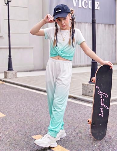 Image of Arshiner Girls Clothing Sets Tie Dye Twist Front Tops & Sweatpants Outfits Sportwear Sweatsuits Tracksuits 4-13 Year