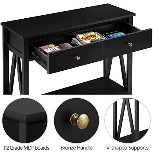 Yaheetech Console Table With 1 Drawer And Open Storage Shelf, Narrow Long Sofa Table For Living Room Entryway, 39.5X 14 X 31.5’’ (Lxwxh), Easy Assembly - Black #TOP4