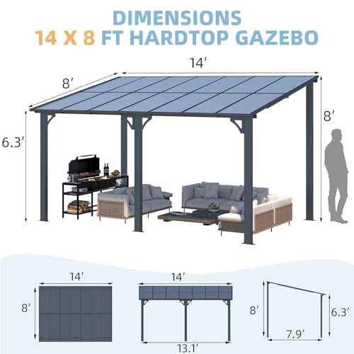 Aecojoy 16408BK 14' X 8' Gazebo Outdoor Pergola thumb #5