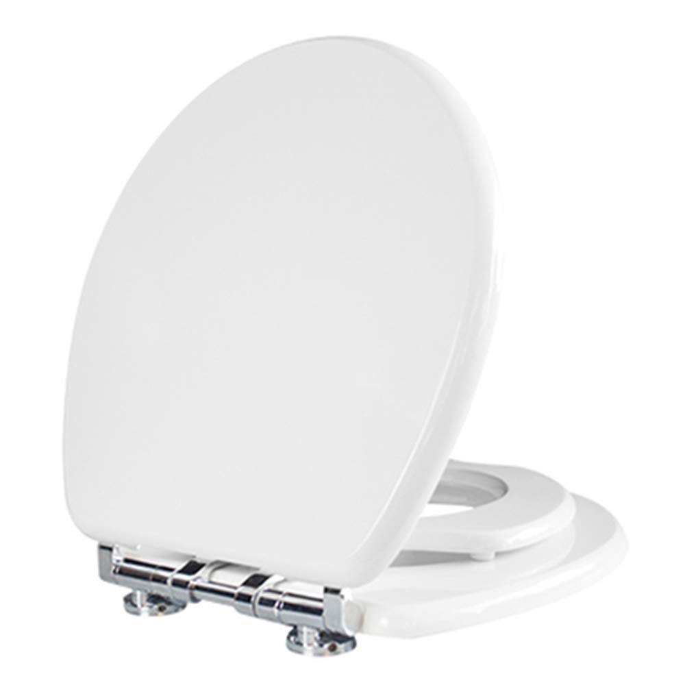 MOBYGKFY Toilet Seat,Family with Soft-Close and Quick-Release Hinges with Built-in Child for Kids Adult，White