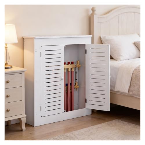 WBBML Heating Cover Storage Cabinet Cubreradiador Blanco Textura Ligera Underfloor Heating Manifold Access Panel Balcón, Salón(70x60x15cm/27.56x23.62x5.91in)