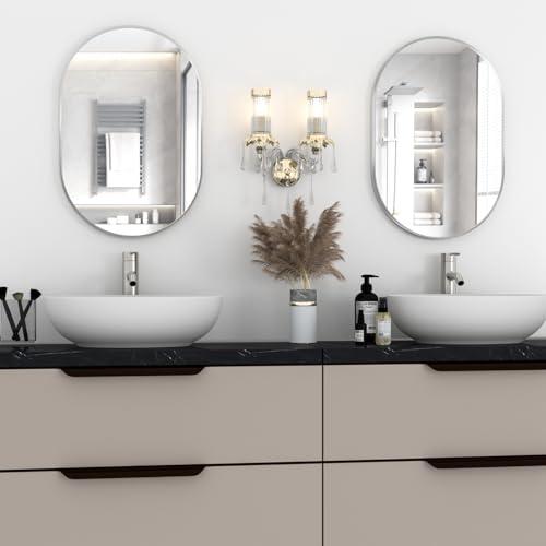 NEUWEABY Oval Bathroom Mirror Capsule Wall Vanity Mirror, 20"x30" Pill Mirrors Silver Wall Mount Mirror, Large Modern Mirror with Metal Frame, Decor for Bedroom by NEUWEABY - Image 6