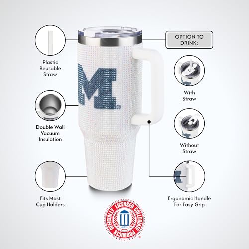 Image of The Memory Company Officially Licensed 40oz White Bling Game Day Tumbler, University of Michigan