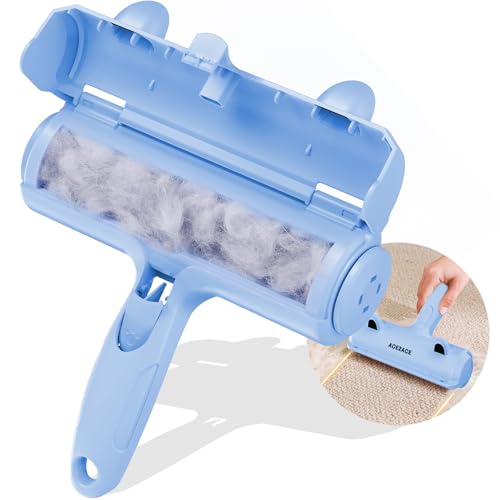ACE2ACE Pet Hair Remover Roller Reusable Animal Hair Removal Brush for Dogs and Cats Self Clean Pet Fur from Carpet Furniture Rugs Laundry Clothes and Bedding Sofa Blue