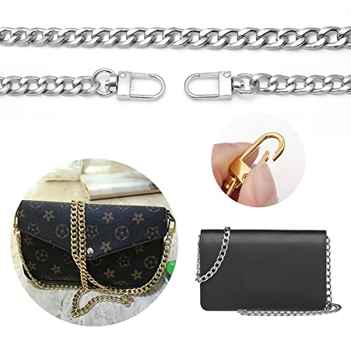 Image of 47.2 inch DIY Iron Flat Chain Belt, Handbag Replacement Belt, Shoulder Belt, Wallet Chain Belt, Metal Buckle (Silver 1 PCS)
