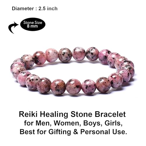 Image of Rahadonite Crystal Healing Bracelet with Natural Beads for Energy, Positivity & Protection - Divine Stone Stretchable Elastic Crystal Healing Bracelet with Natural Beads for Energy, Positivity & Protection for Gifting - For Men and Women