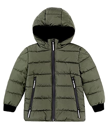 Image of Hiheart Boys Thick Padded Winter Coat Warm Hooded Jacket Army Green 6-7