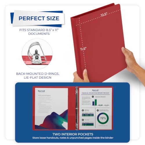 Image of Samsill Durable 0.5 inch 3 Ring Binder, D Ring Binder,100% Recycled Chipboard, Red, 12 Pack
