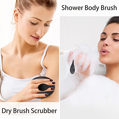 VANZAVANZU Dry Brushing Body Exfoliating Brush, Anti Slip Body Scrubber for Shower, Shower Body Cleaning Brush for Deep Cleansing & Soften Skin, Improve Circulation (Black-2 Pack)