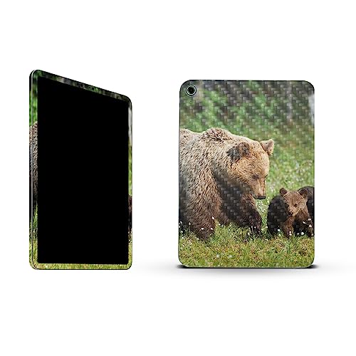 Image of MightySkins Carbon Fiber Skin Compatible with Apple iPad 10.9 inch 10th Gen (2022) Full Wrap Kit - Grizzly | Protective, Durable Textured Carbon Fiber Finish | Easy to Apply | Made in The USA