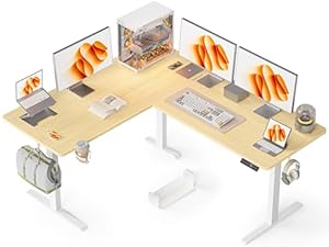 WALKINGDESK L-förmig Höhenverstellbarer Schreibtisch Elektrisch, 160 x 140 cm Eckschreibtisch Höhenverstellbar, Steh-Sitz Computertisch mit Kabelmanagement für Office Büro Gamer, Eiche