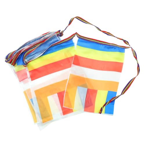 Happyyami Drapeaux de Prière Bouddhistes Multicolores en Soie Douce pour Décoration Extérieure de Temple, Guirlande, Bannière Tibétaine à Cinq Couleurs, Usage Cérémonies et Jardins