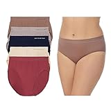 Jones New York Underwear for Women High Cut Brief Full Coverage Seamless Stretch Comfort Panties - 5 Pack Multipack - Maroon/Natural/Navy/Zinc/Java, Medium