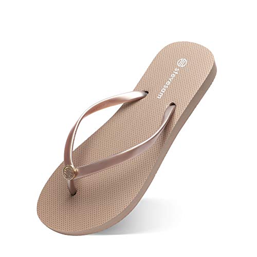 CLELLA Damen Zehentrenner Slim Flip Flops Damen Sommer Elegante Damen Schuhe,Braun,37/38 EU Cover