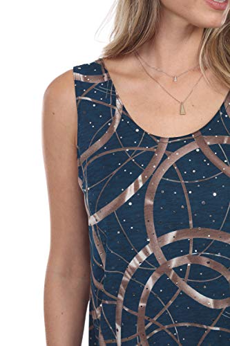 Jostar Women's Glitter Missy Tank Dress Sleeveless Glitter Medium Teal Lines #TOP5