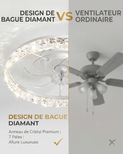 Ventilateur silencieux plafond connecté avec lumière dimmable 6 vitesses - 2