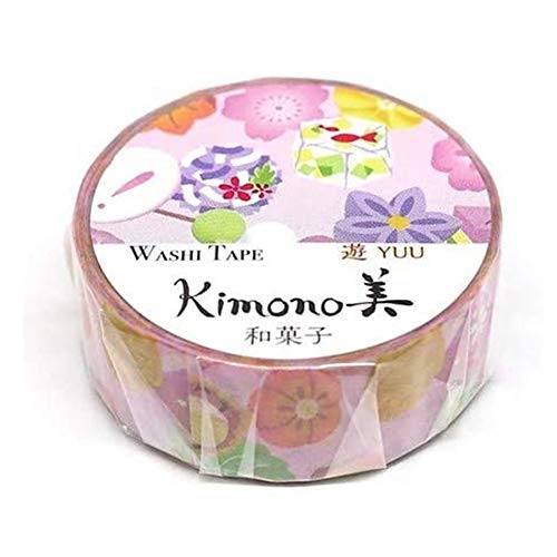 Image of Kamiiso Japanese Confectionery Dessert Wagashi Washi Tape 15mm Kimono for Scrapbooking Photo Album DIY