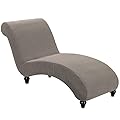 FantasDecor Chaise Lounge Cover Stretch Chaise Chair Covers for Living Room Chaise Slipcover Armless Chaise Lounge Indoor Slipcover for Bedroom Chaise Soft Jacquard Fabric Machine Washable, Taupe