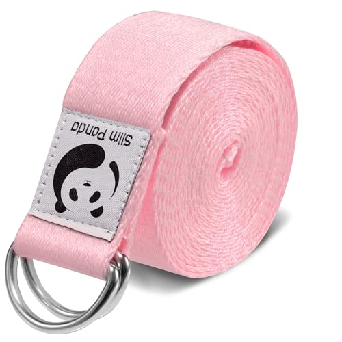 Slim Panda Cinturón de Yoga de Algodón, Práctica Correa Con Bucles Metálicos para Yoga, Estiramiento, Fitness, Pilates y Gimnasia (250cm)