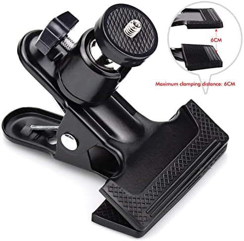 GOOHOME 2Pcs Tripod Camera Mount Clip with 360° Mini Ball Head and 1/4" Thread Reflector Holder Mount Clip Photo Metal Clamp Holder Metal Flash Reflector Holder Camera Spring Clamp