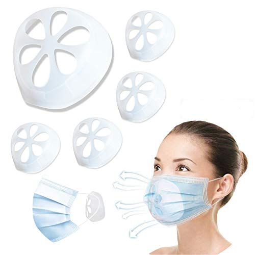 Ronmilx 3D Face Mask Bracket Silicone Mask Inserts Inner Support under Frame Lipstick Protector by Creating More Space for Breathing Mask Guards- 5pcs (Washable/Reusable) (Semi-transparent)