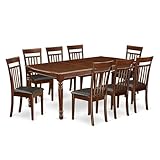 East West Furniture DOCA9-MAH-LC 9 Piece Dining Set Includes a Rectangle Dining Table with Butterfly Leaf and 8 Faux Leather Kitchen Room Chairs, 42x78 Inch, Mahogany